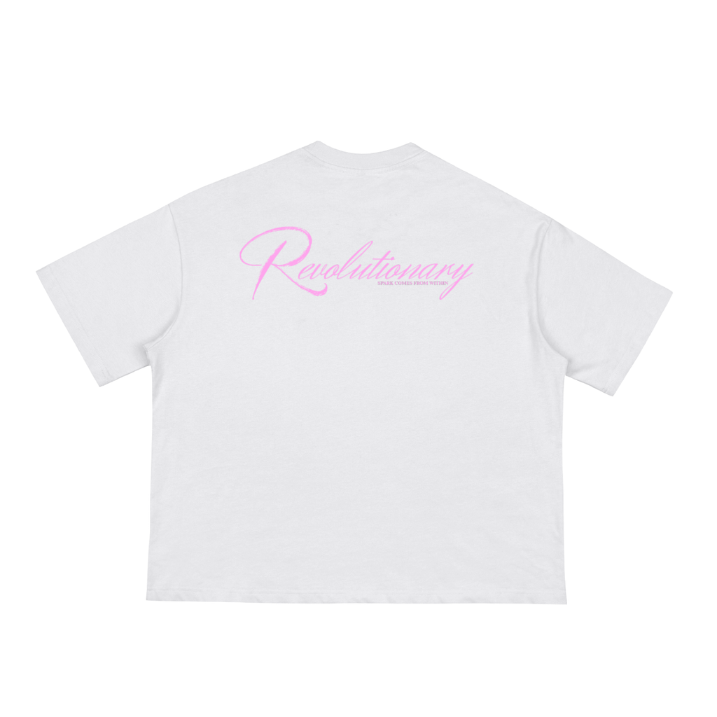 SPARK WHITE / PINK BOX CUT TEE