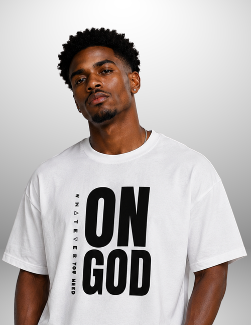 ON GOD WHITE / BLACK BOX CUT TEE