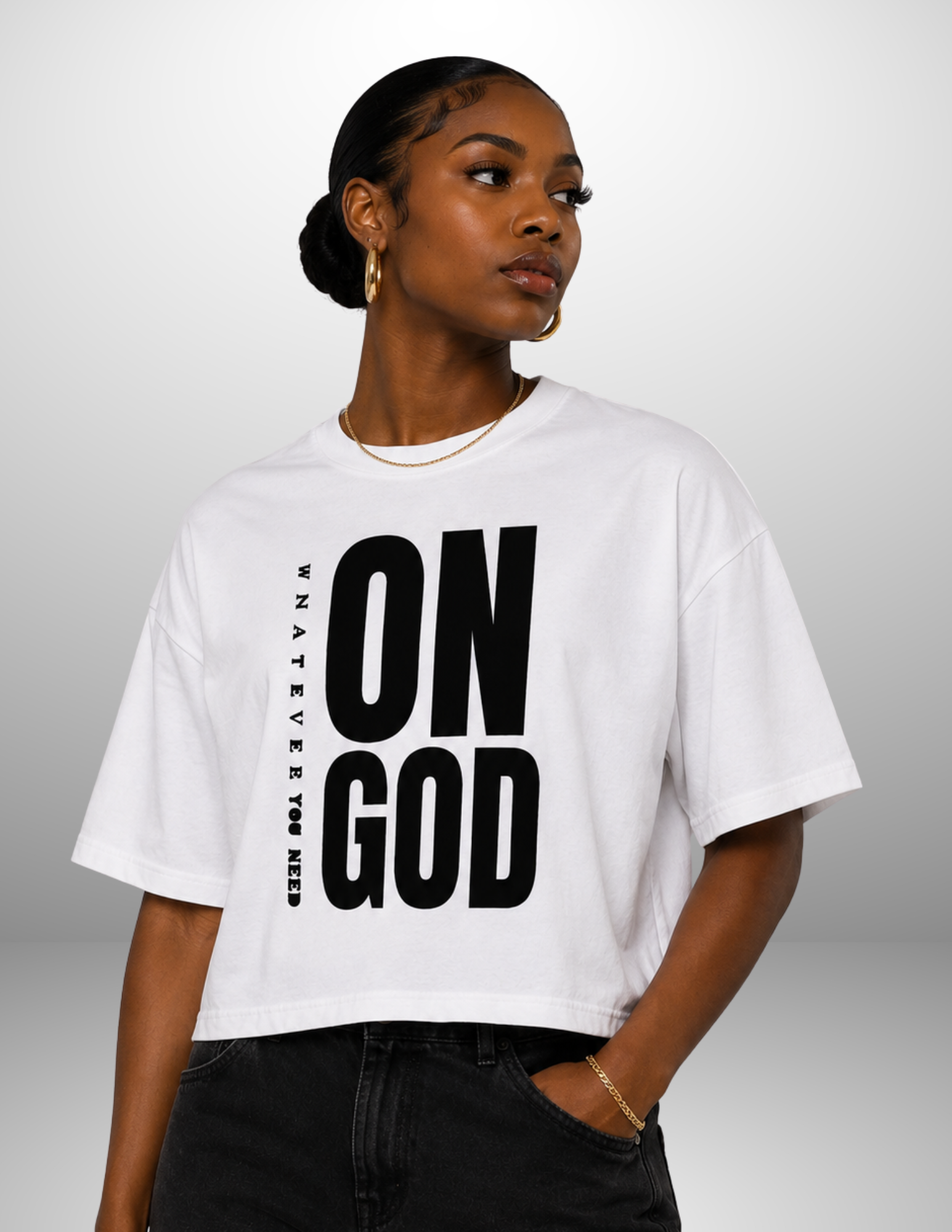 ON GOD WHITE / BLACK BOX CUT TEE