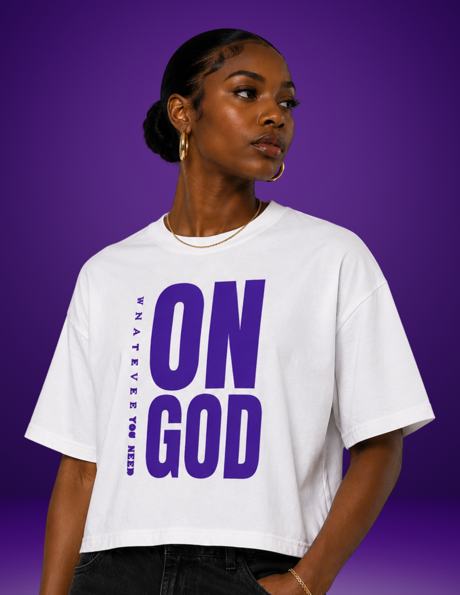 ON GOD WHITE / PURPLE BOX CUT TEE