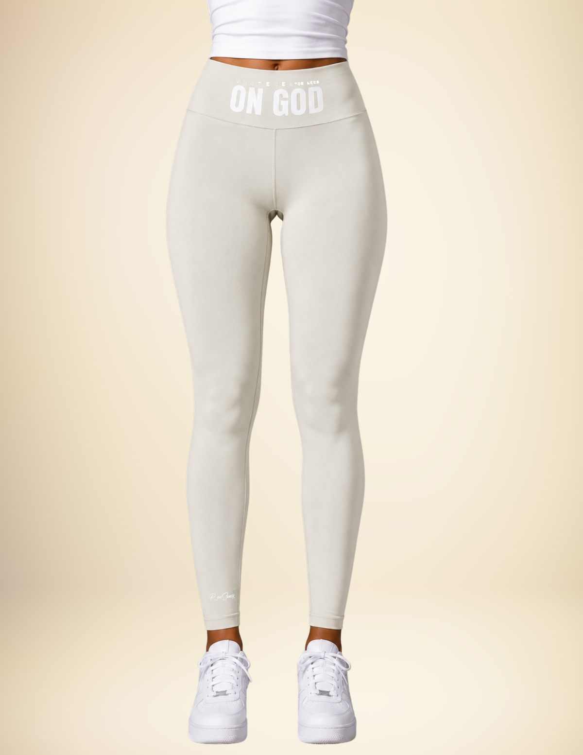 WhatEverYouNeed ON GOD "CREAM" High waisted Leggings