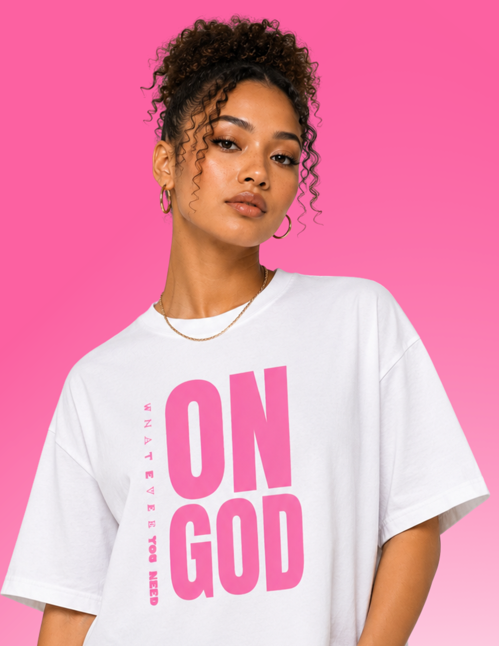 ON GOD WHITE / PINK BOX CUT TEE