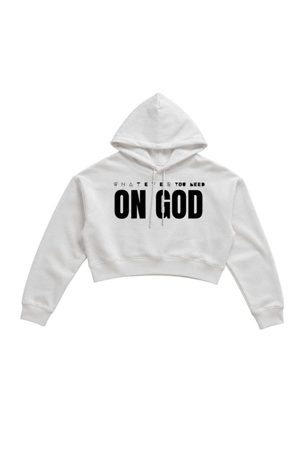 WhatEverYouNeed ON GOD "WHITE / BLACK" Women Cropped Hoodie