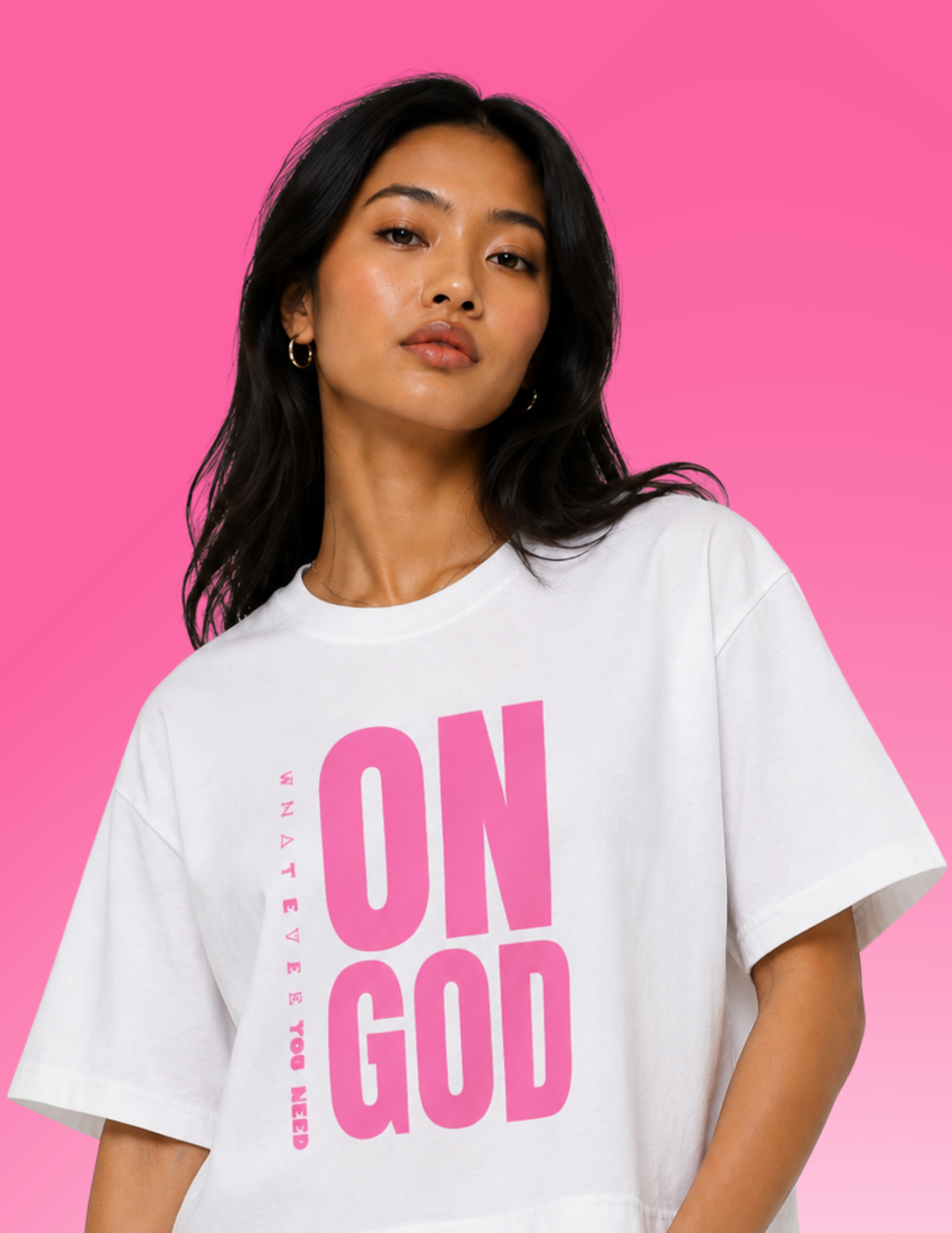 ON GOD WHITE / PINK BOX CUT TEE