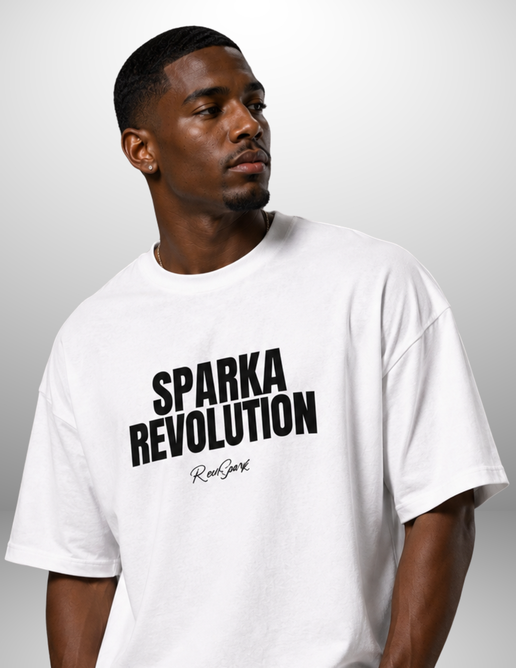 SPARK WHITE / BLACK BOX CUT TEE