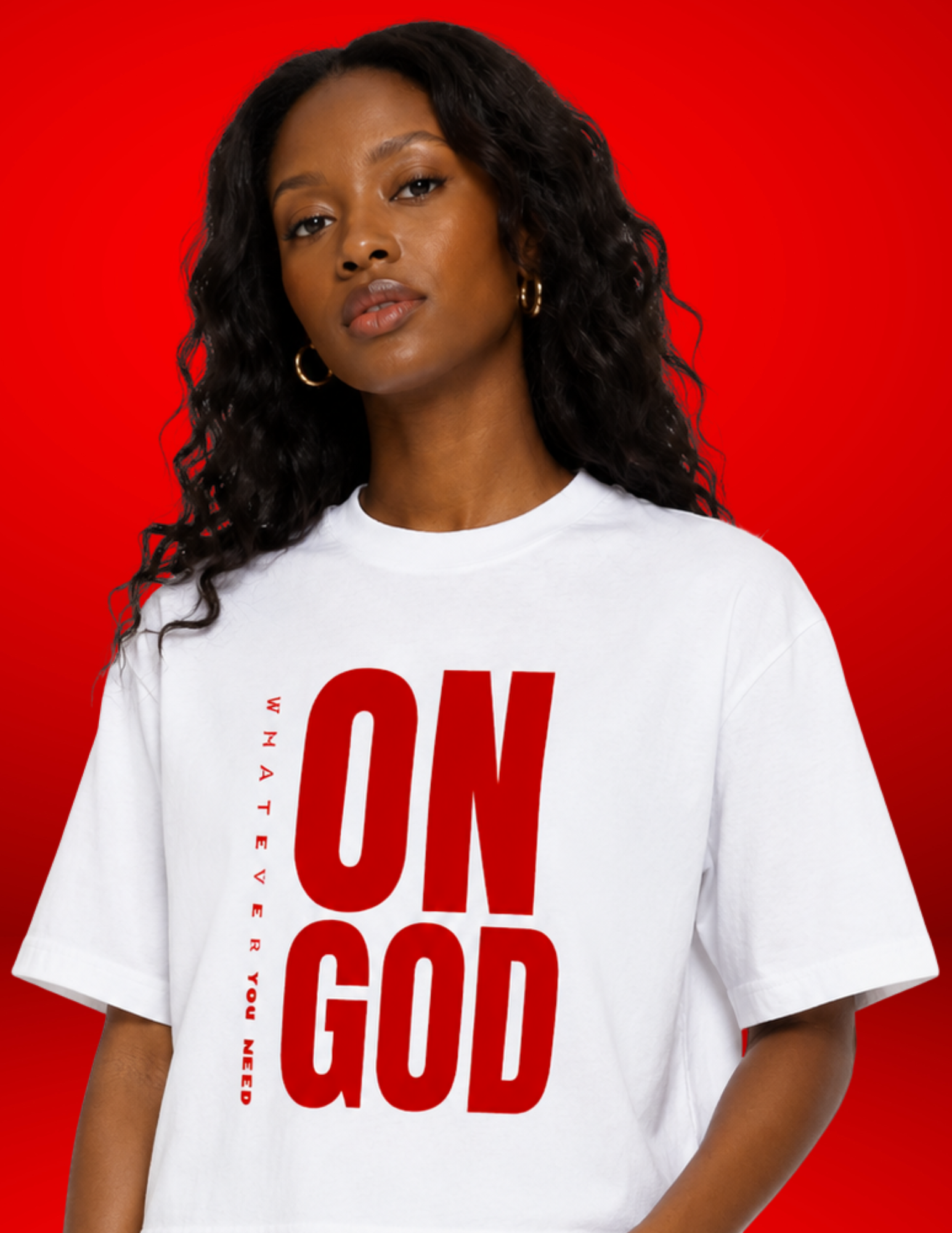 ON GOD WHITE / RED BOX CUT TEE