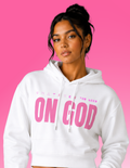 WhatEverYouNeed ON GOD "WHITE / PINK" Womens Cropped Hoodie