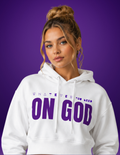 WhatEverYouNeed ON GOD "WHITE / PURPLE" Women Cropped Hoodie