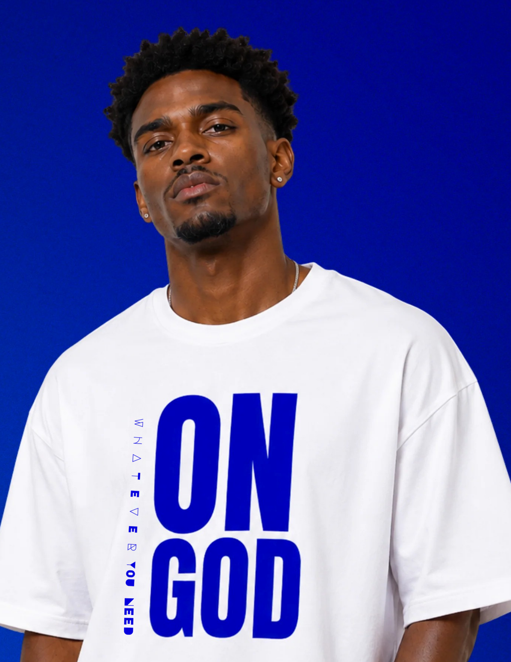 ON GOD WHITE / BLUE BOX CUT TEE