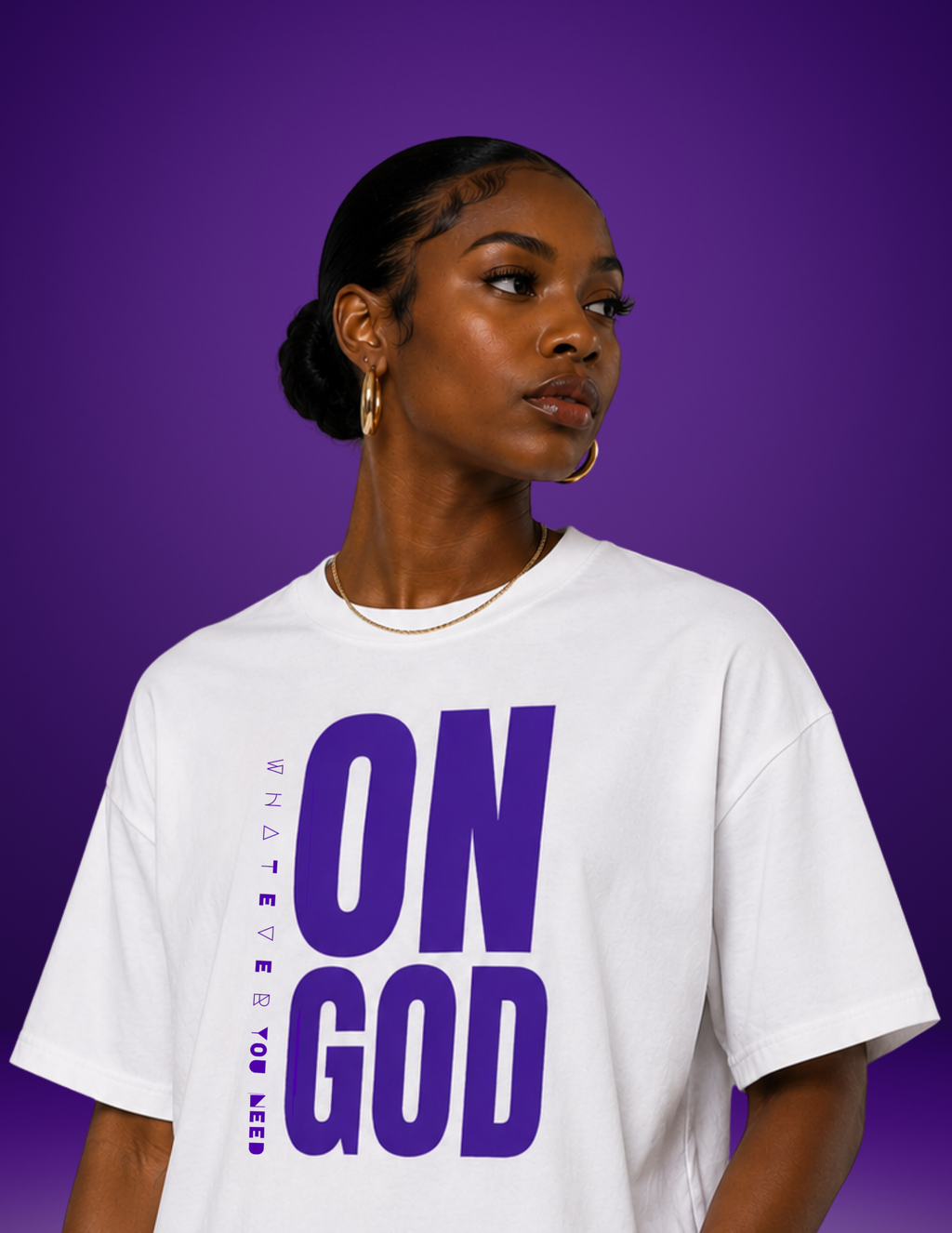 ON GOD WHITE / PURPLE BOX CUT TEE
