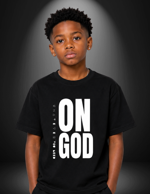 BLACK / WHITE ON GOD KIDS CLASSIC TEE