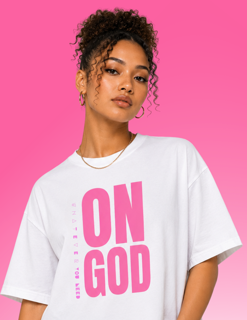 ON GOD WHITE / PINK BOX CUT TEE