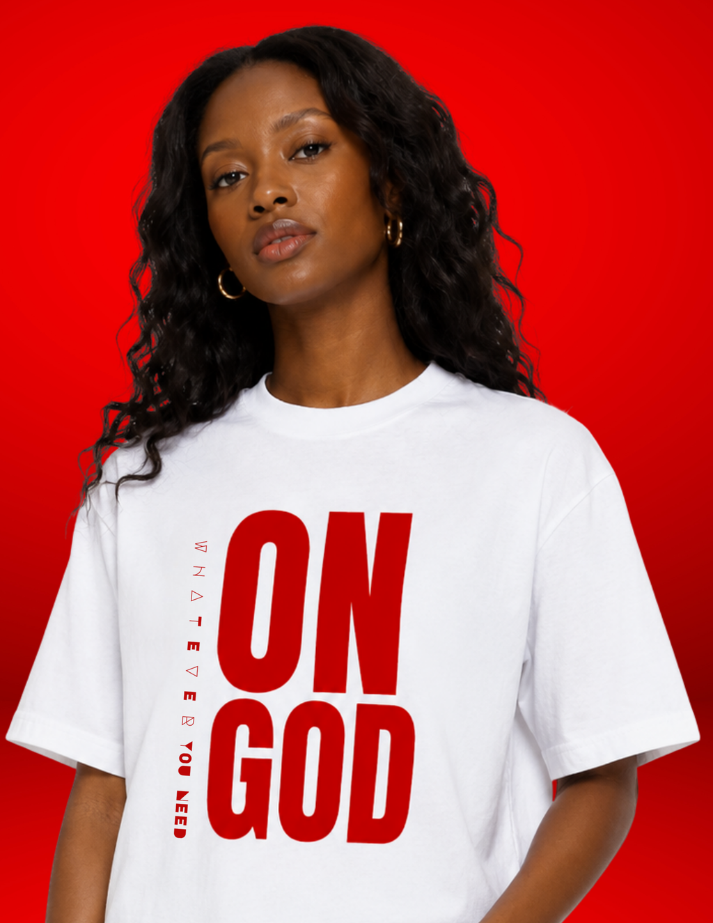 ON GOD WHITE / RED BOX CUT TEE