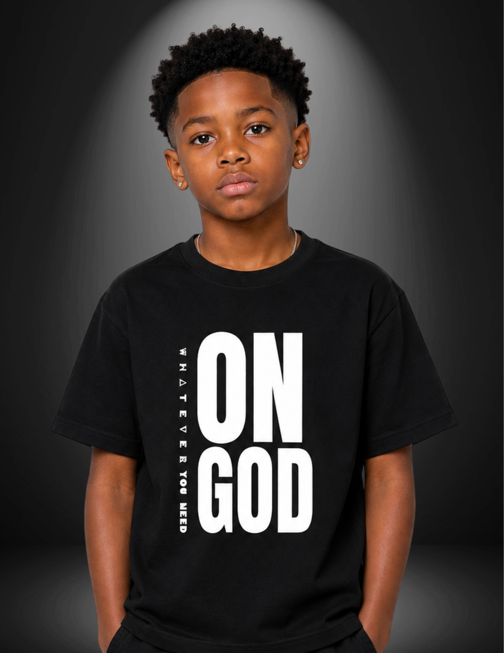 BLACK / WHITE ON GOD KIDS CLASSIC TEE
