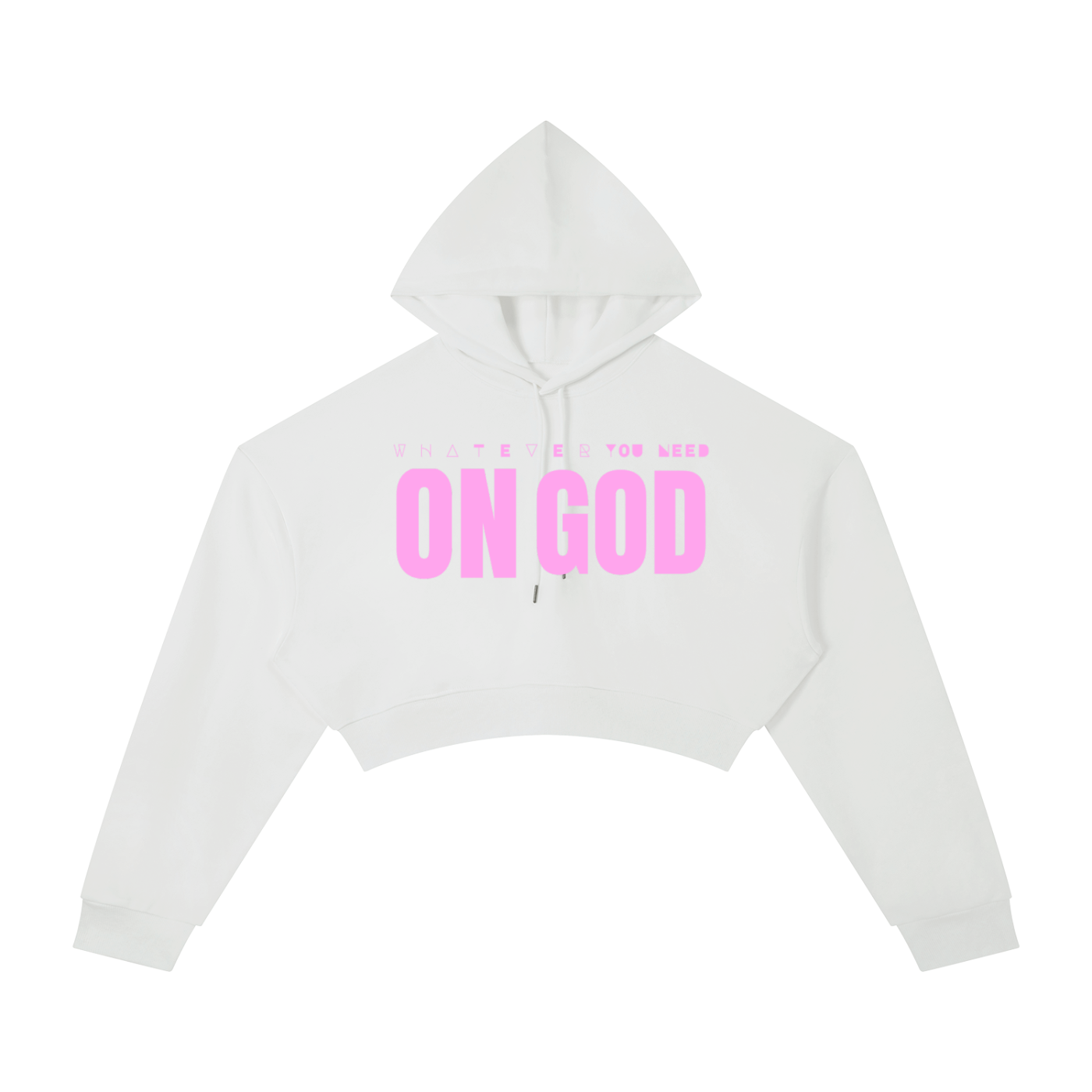 WhatEverYouNeed ON GOD "WHITE / PINK" Womens Cropped Hoodie
