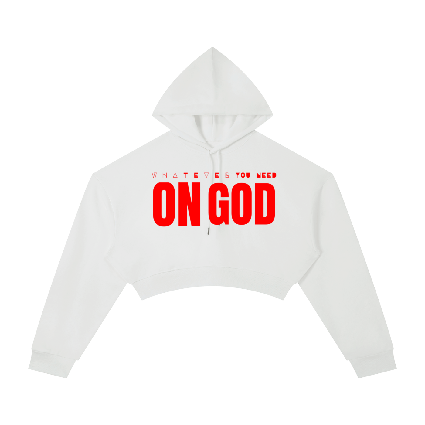 WhatEverYouNeed ON GOD "WHITE / RED" Women Cropped Hoodie