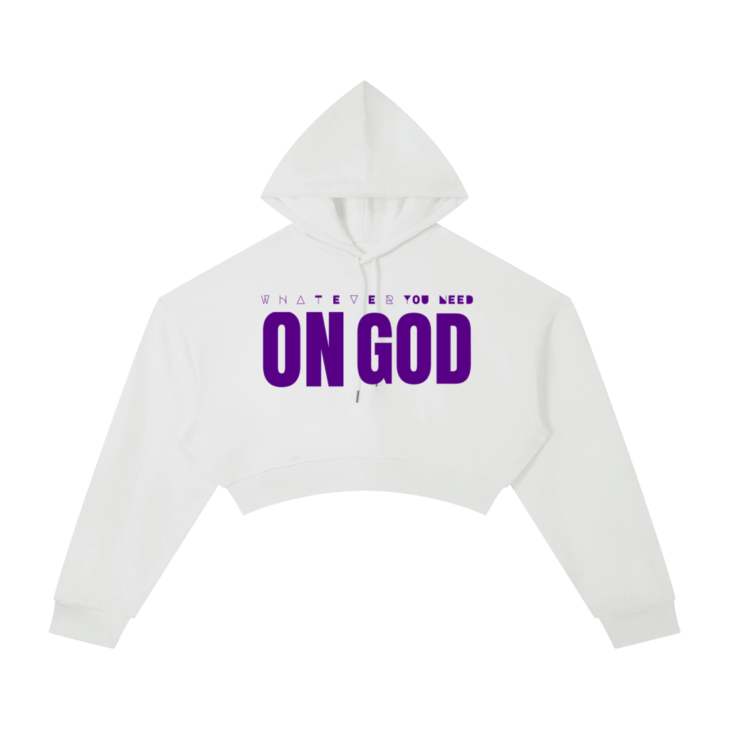 WhatEverYouNeed ON GOD "WHITE / PURPLE" Women Cropped Hoodie
