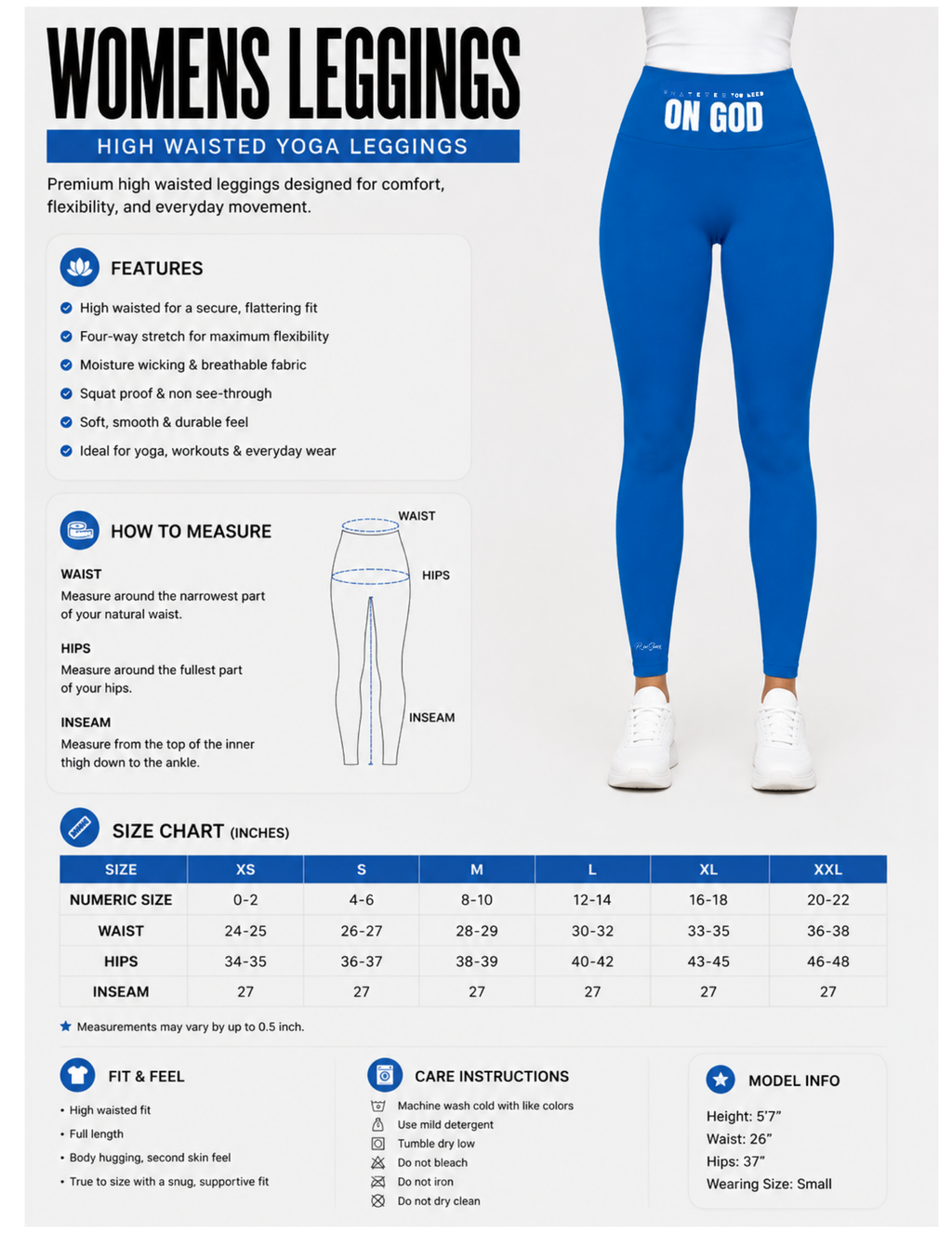 WhatEverYouNeed ON GOD "BLUE" High Waisted Leggings