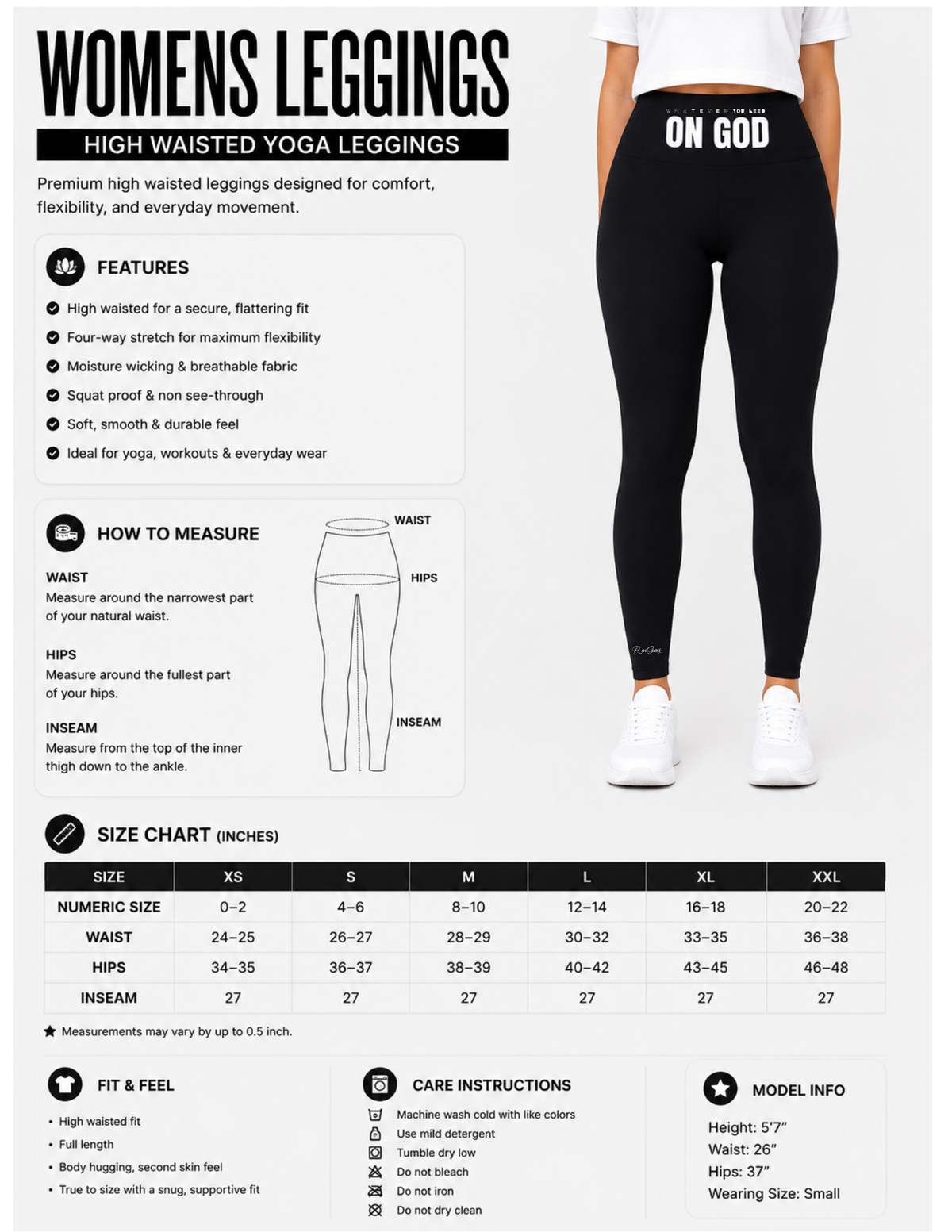 WhatEverYouNeed ON GOD "BLACK" High waisted Leggings