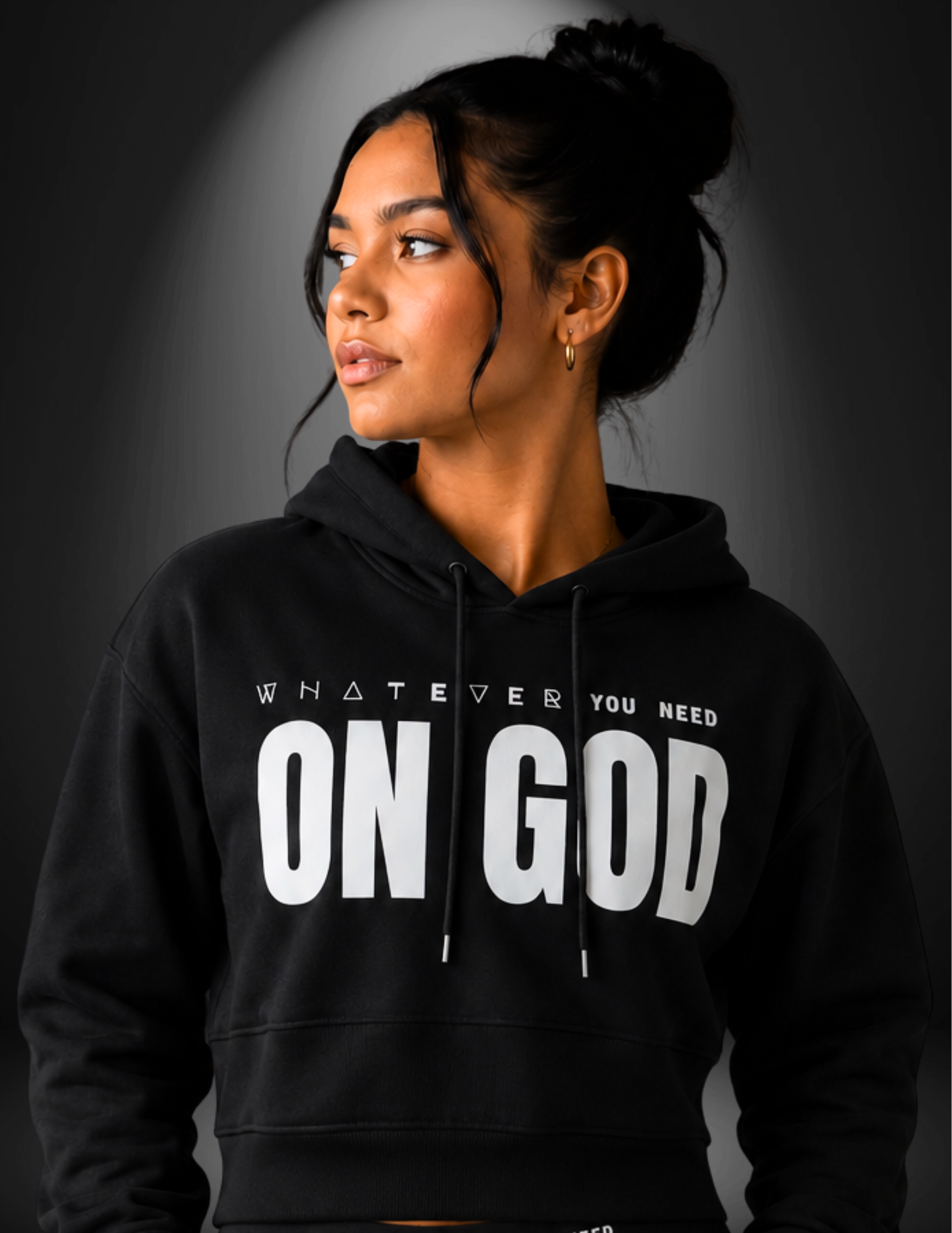 WhatEverYouNeed ON GOD "BLACK / WHITE" Women Cropped Hoodie