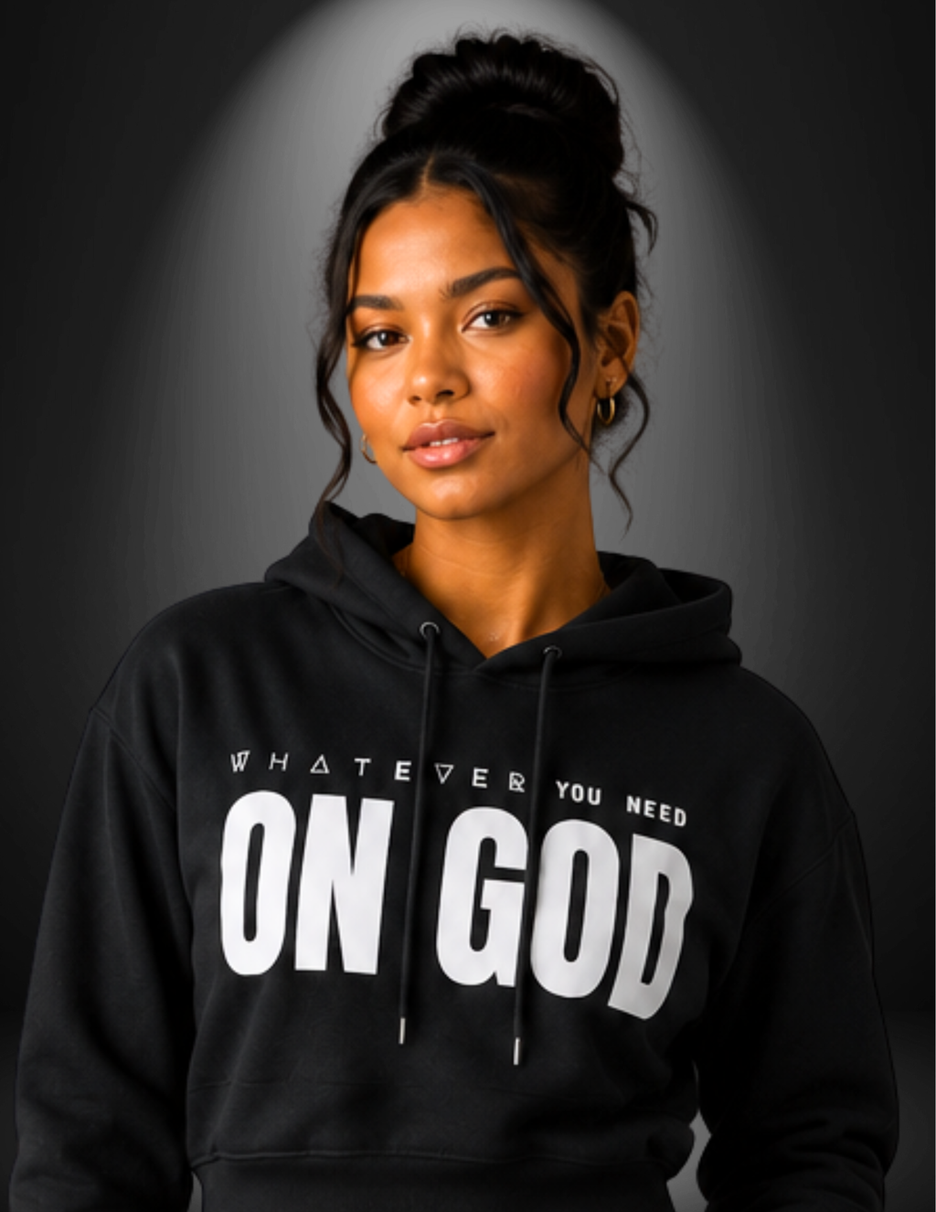 WhatEverYouNeed ON GOD "BLACK / WHITE" Women Cropped Hoodie