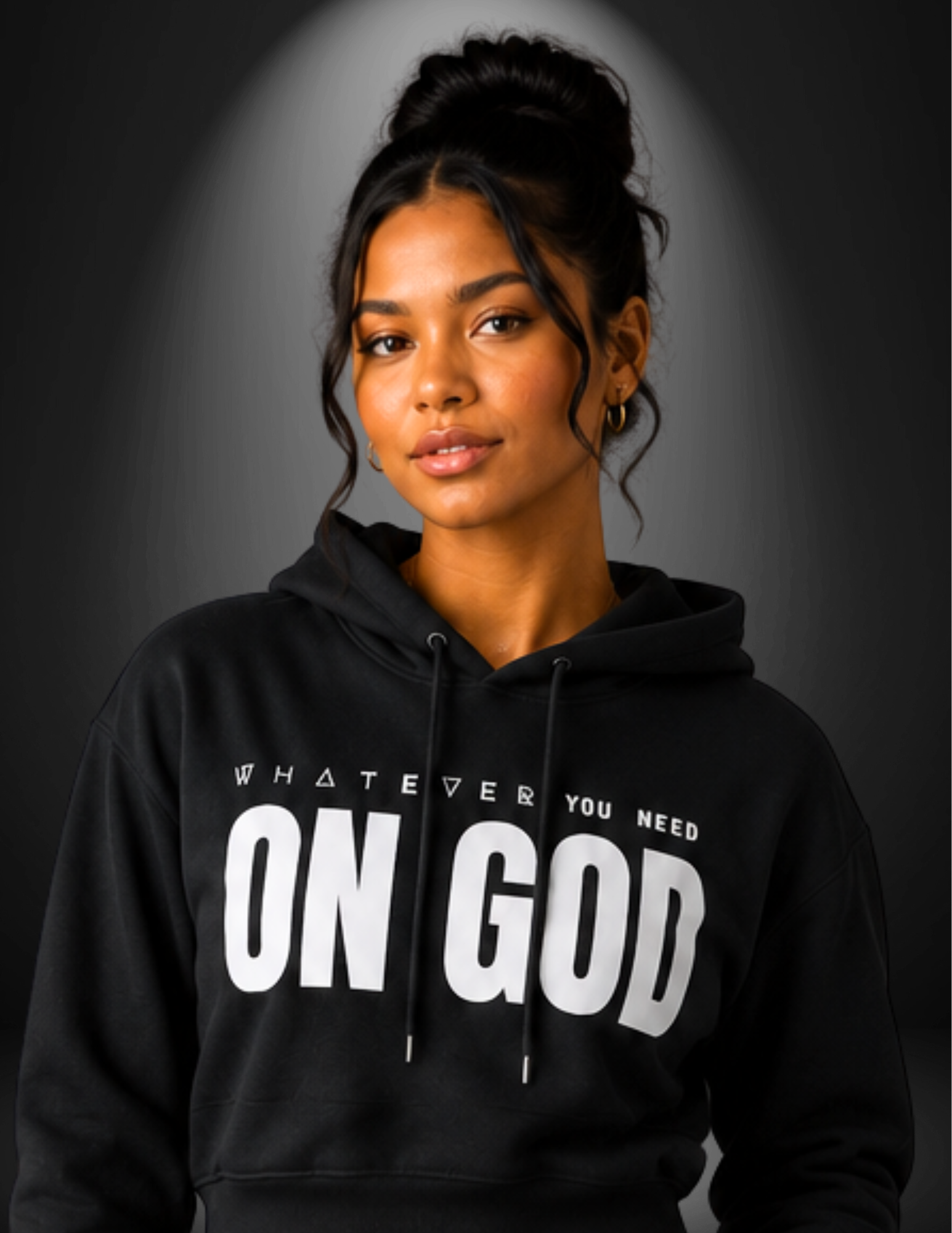 WhatEverYouNeed ON GOD "BLACK / WHITE" Women Cropped Hoodie