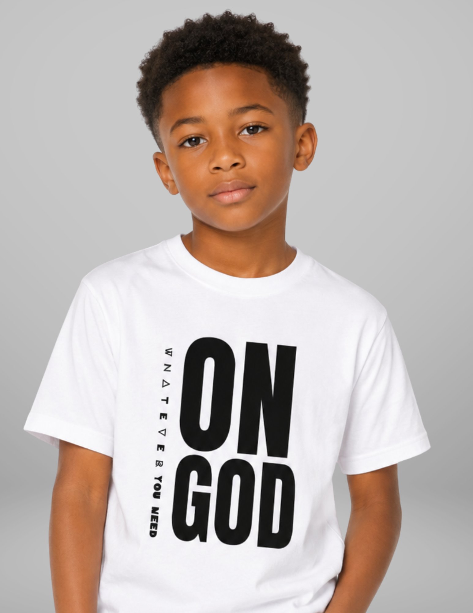 WHITE / BLACK ON GOD KIDS CLASSIC TEE
