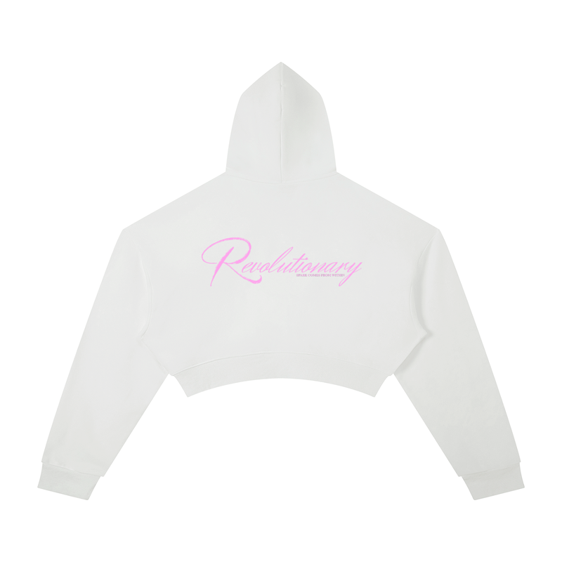 WhatEverYouNeed ON GOD "WHITE / PINK" Womens Cropped Hoodie
