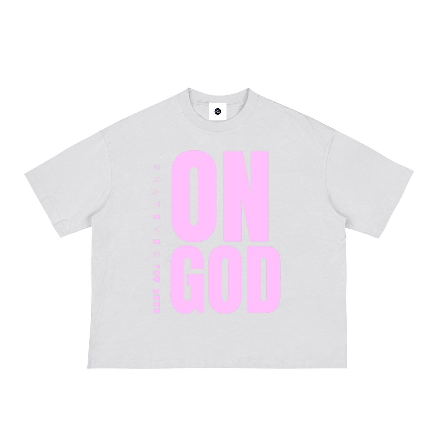 ON GOD WHITE / PINK BOX CUT TEE