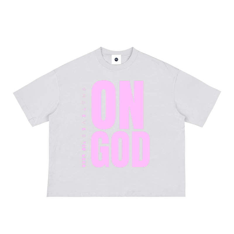 ON GOD WHITE / PINK BOX CUT TEE