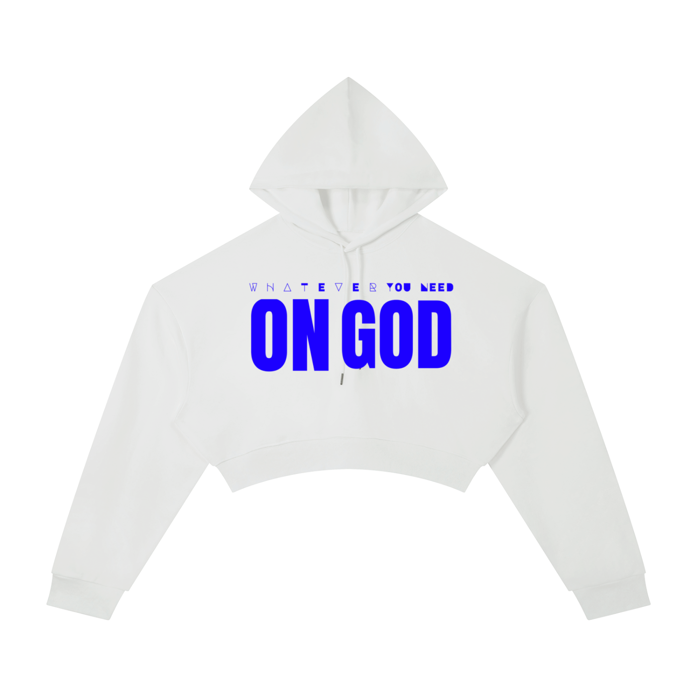 WhatEverYouNeed ON GOD "WHITE / BLUE" Women Cropped Hoodie