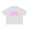 SPARK WHITE / PINK BOX CUT TEE