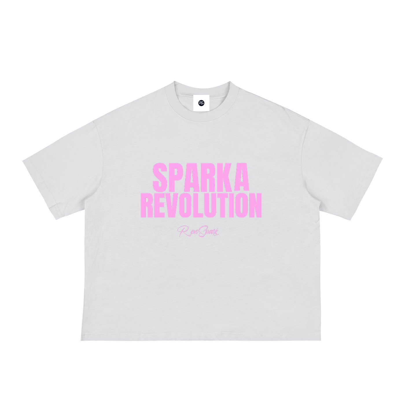 SPARK WHITE / PINK BOX CUT TEE