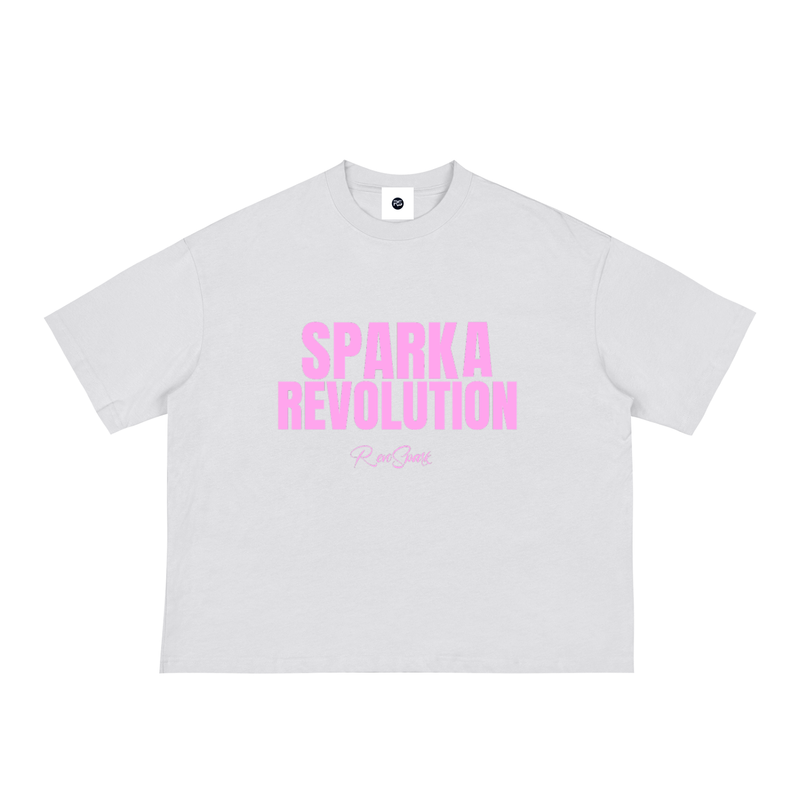 SPARK WHITE / PINK BOX CUT TEE