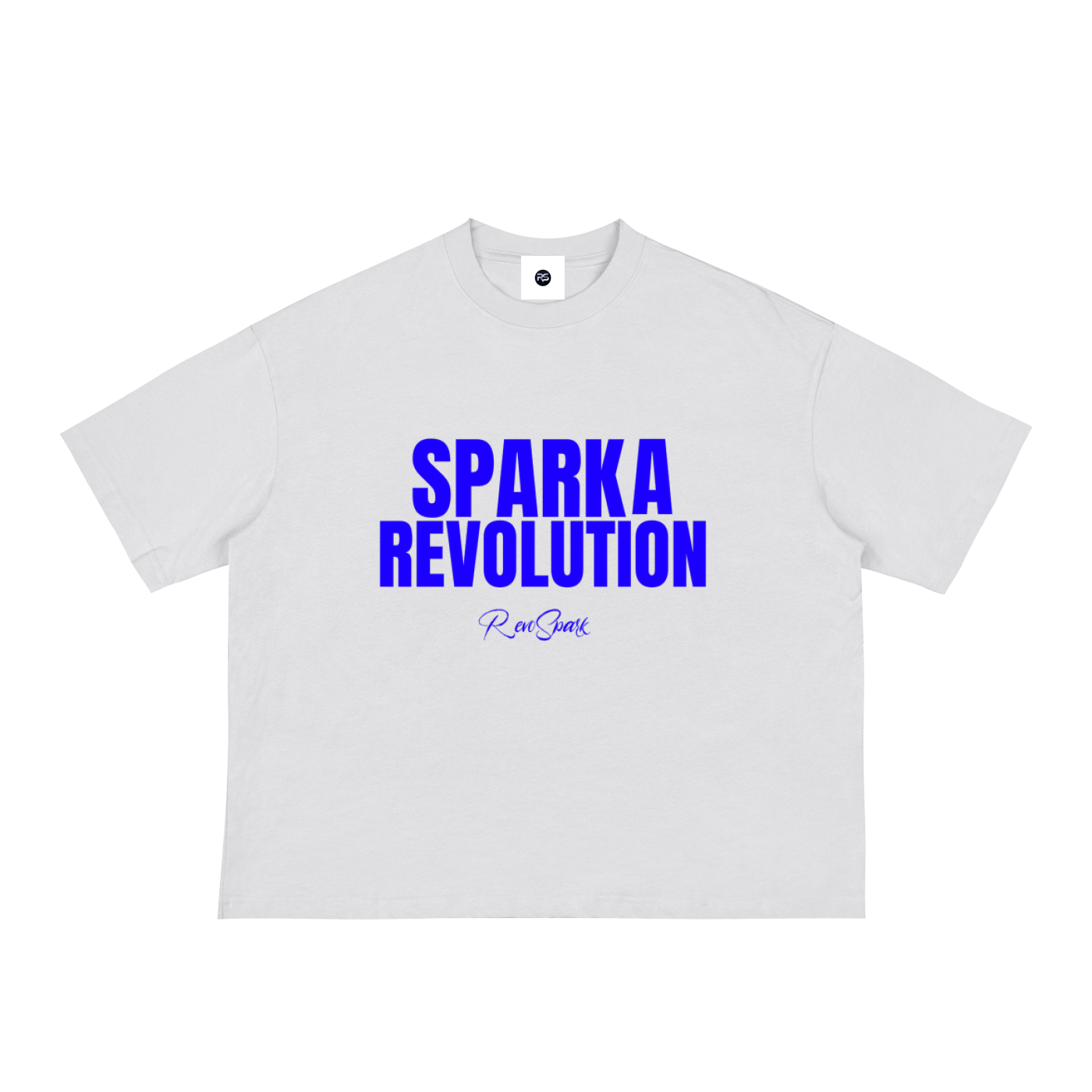 SPARK WHITE / BLUE BOX CUT TEE